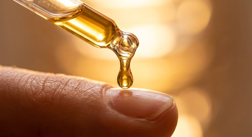 Applying golden vitamin E oil to the cuticle for deep hydration
