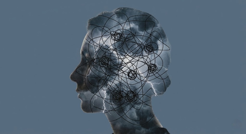 Artistic representation of chronic stress and hormonal imbalance affecting the body