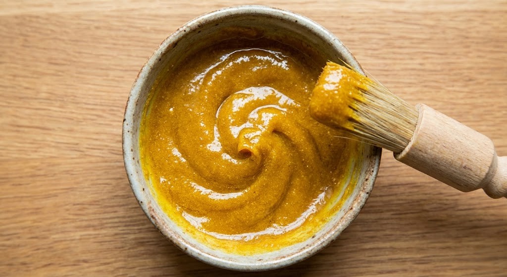 A bowl of homemade turmeric and honey face mask for age spots